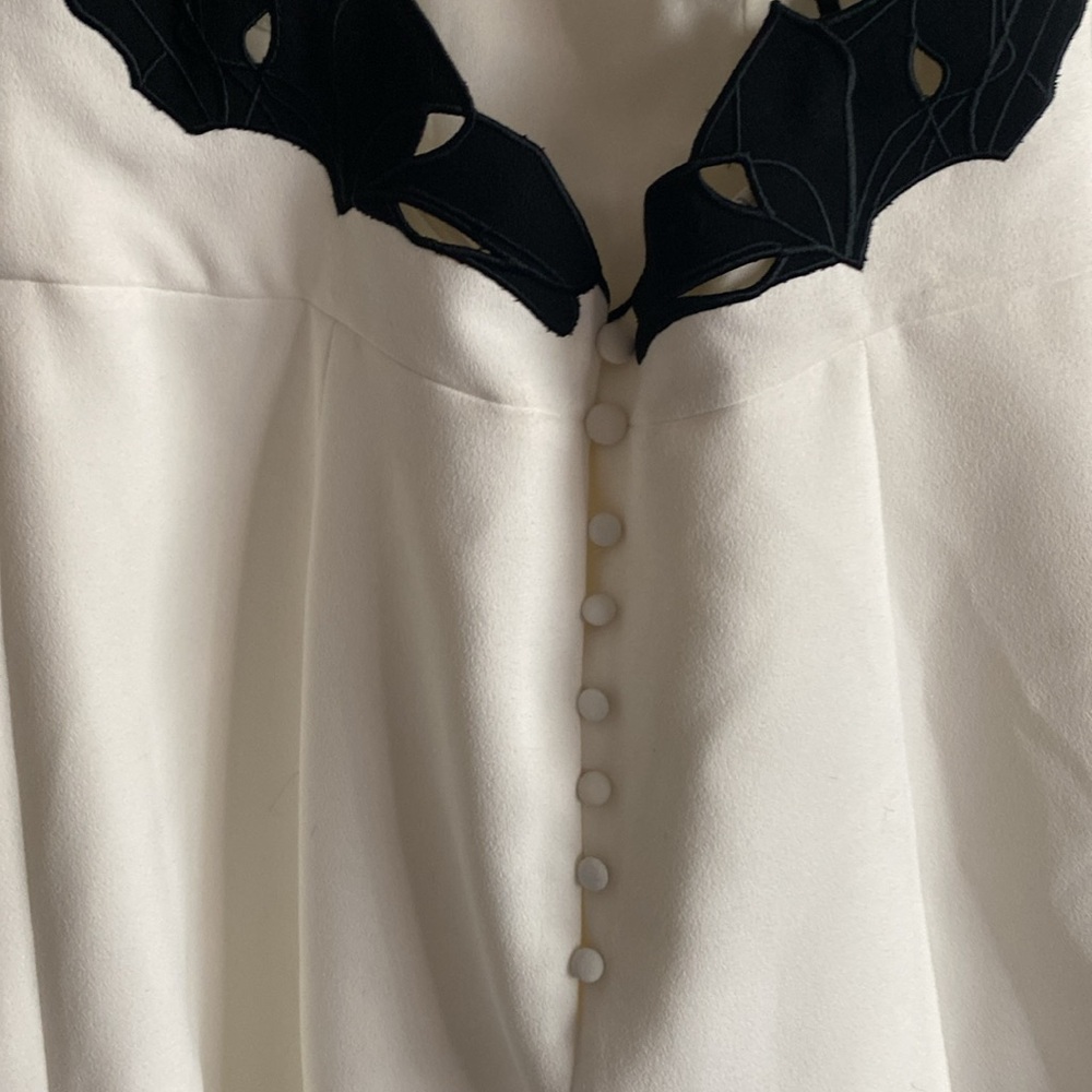 Halston Heritage White Embroidered Colorblock Mini Dress - Picture 9 of 10